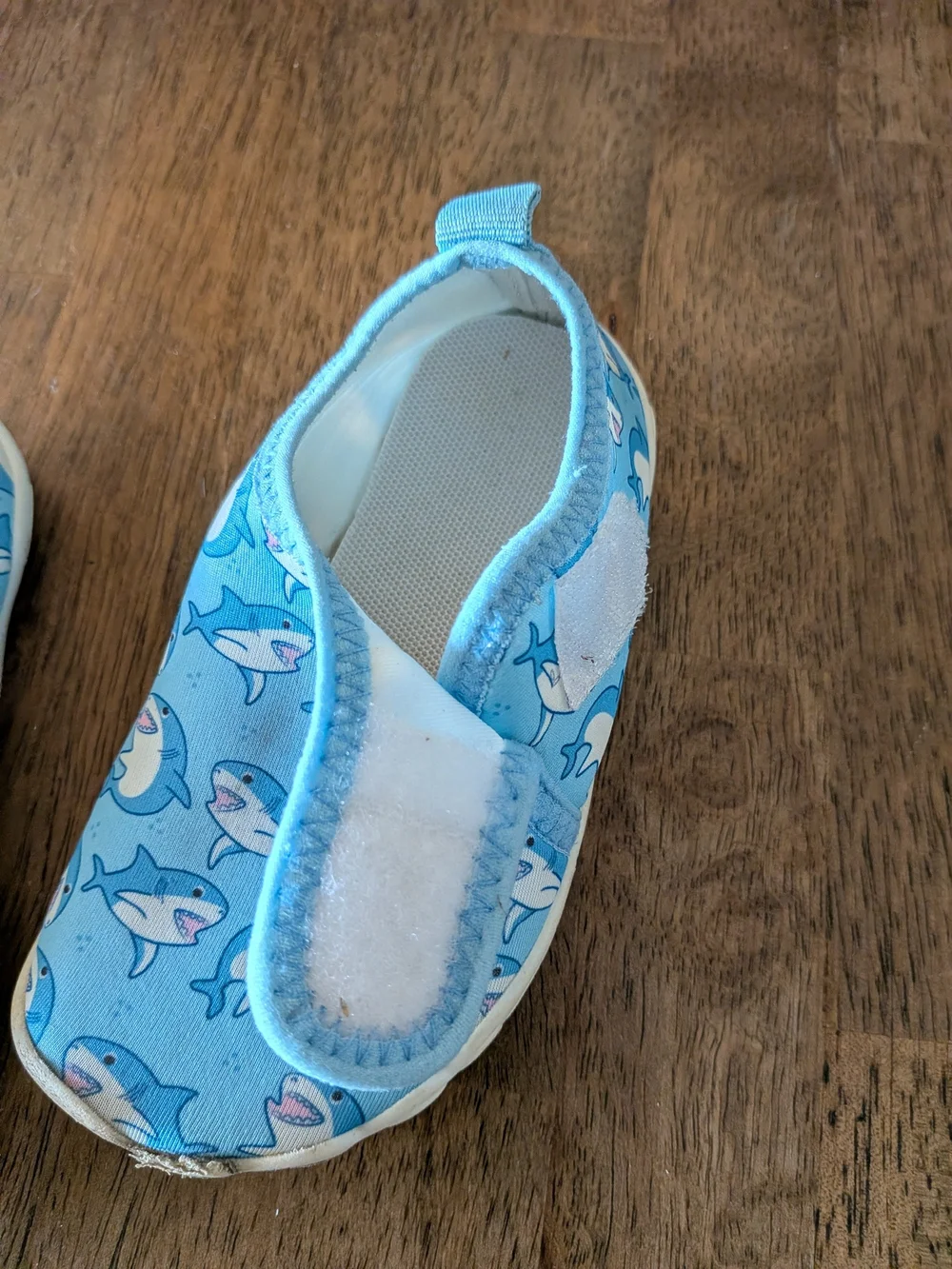 Light Blue Shark Print Kids Slip-On Water Shoes